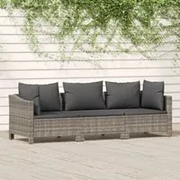 Set Divani da Giardino 3 pz con Cuscini in Polyrattan Grigiocod mxl 124579