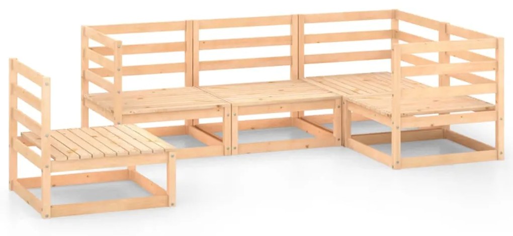 Set Divani da Giardino 5 pz in Legno Massello di Pino