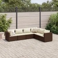 Set Mobili da Giardino 6pz con Cuscini in Polyrattan Marrone 3308137