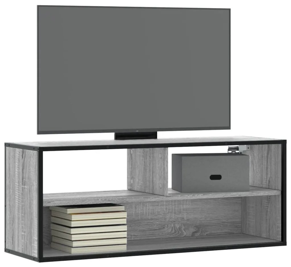 Mobile Tv Grigio Sonoma 100x31x39,5cm Legno Multistrato Metallo /