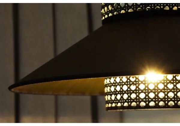 Duolla - Lampadario a plafone RIO RATTAN 1xE27/15W/230V diametro 45 cm nero/oro