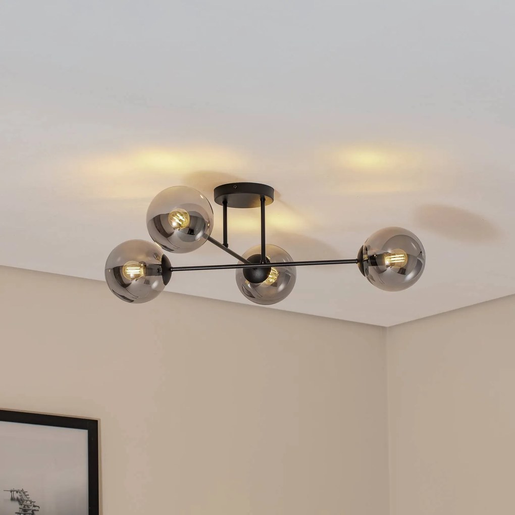 Plafoniera soffitto Glassy Euluna, dimmerabile, Nero, Soggiorno / Sala da pranzo, Vetro, Moderno, Plafoniera