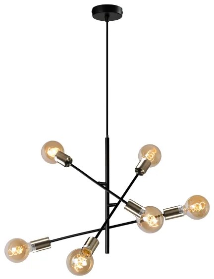 ONLI - Lampadario a sospensione con filo CROSS 6xE27/22W/230V nero/ottone