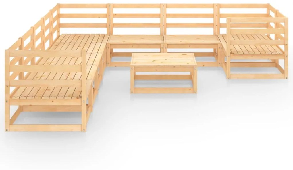 Set divani da giardino 10 pz in legno massello di pino