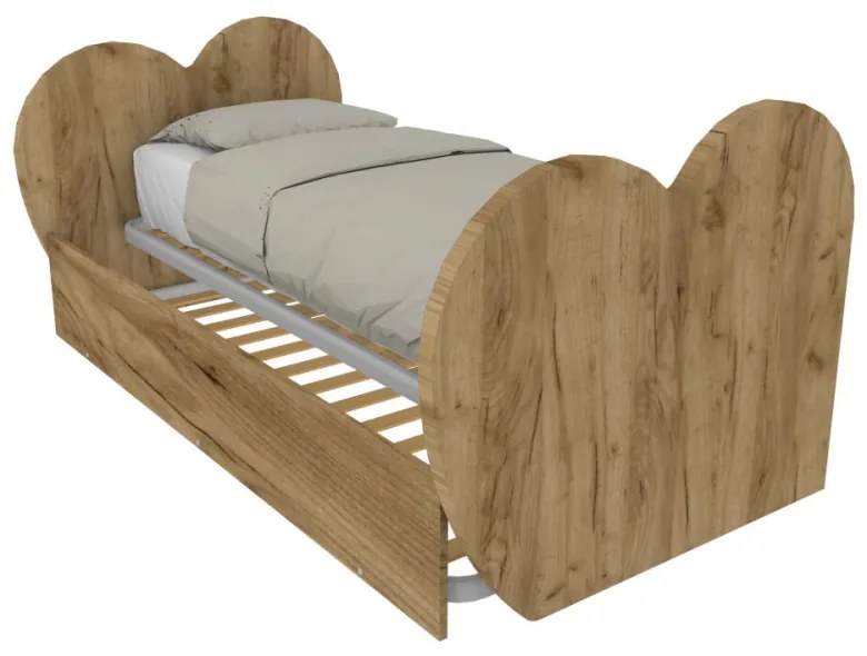 CUPIDODBR - Letto cameretta singolo con testata e pediera a cuore 80x190 con secondo letto estraibile .Reti incluse