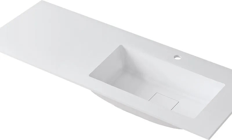 Lavabo a incasso rettangolare vasca a destra L 120.5 x H 15 x P 46 cm in resina bianco opaco