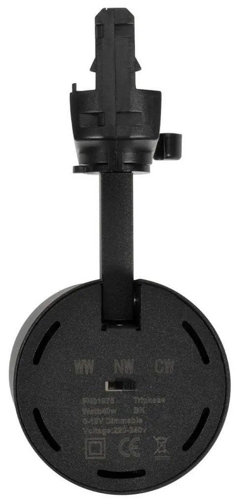 Faro LED 40W Dimmerabile 0-10V per Binario Trifase 38/60° Nero CCT Colore Bianco Variabile CCT