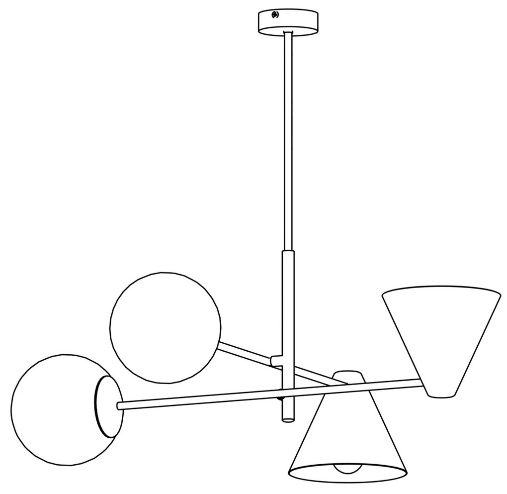 Plafoniera Moderna Industrial Njord 4 Luci Nero