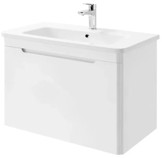 Mobile bagno sospeso 80 cm bianco lucido con specchio 70x90 Stillo