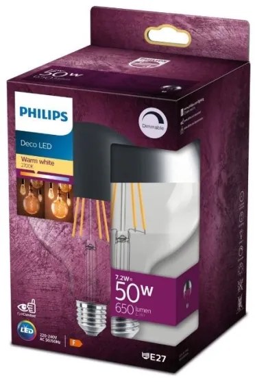 Lampadina LED dimmerabile con calotta sferica a specchio Philips G125 E27/7,2W/230V 2700K