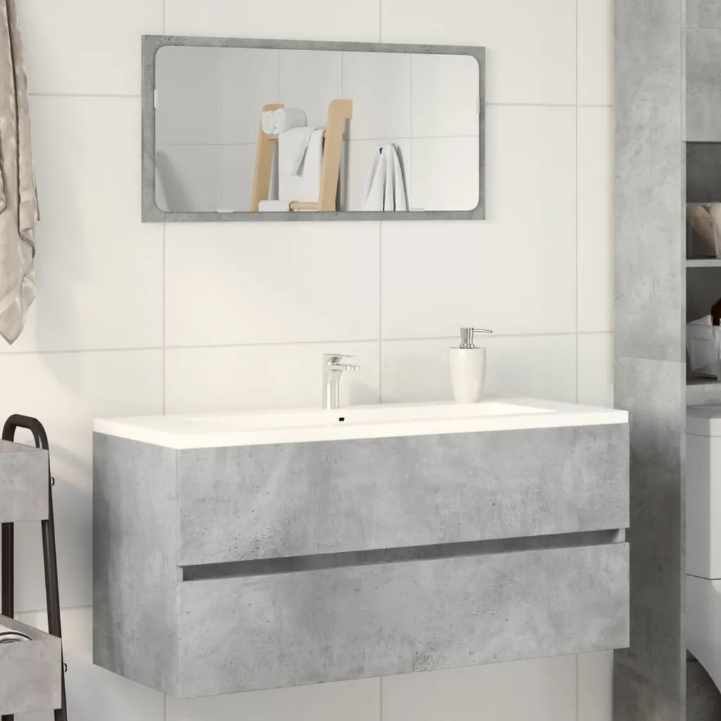 Mobile lavabo grigio cemento 100x38,5x45cm in legno multistrato