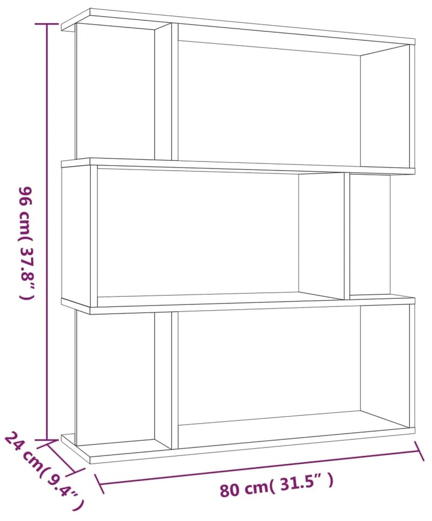 Libreria/Divisorio Grigio Sonoma 80x24x96 cm Legno Multistrato