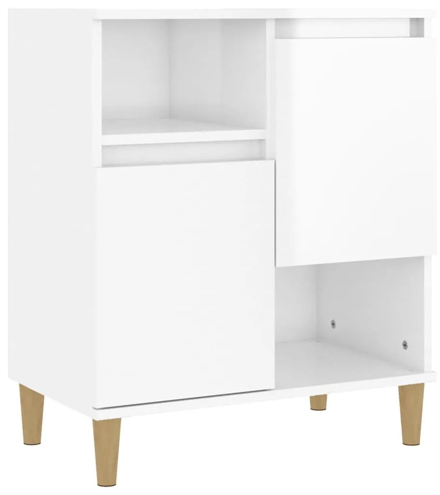 Credenza bianco lucido 60x35x70 cm in legno multistrato