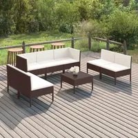 Set Divani da Giardino 8 pz con Cuscini in Polyrattan Marrone cod mxl 38310