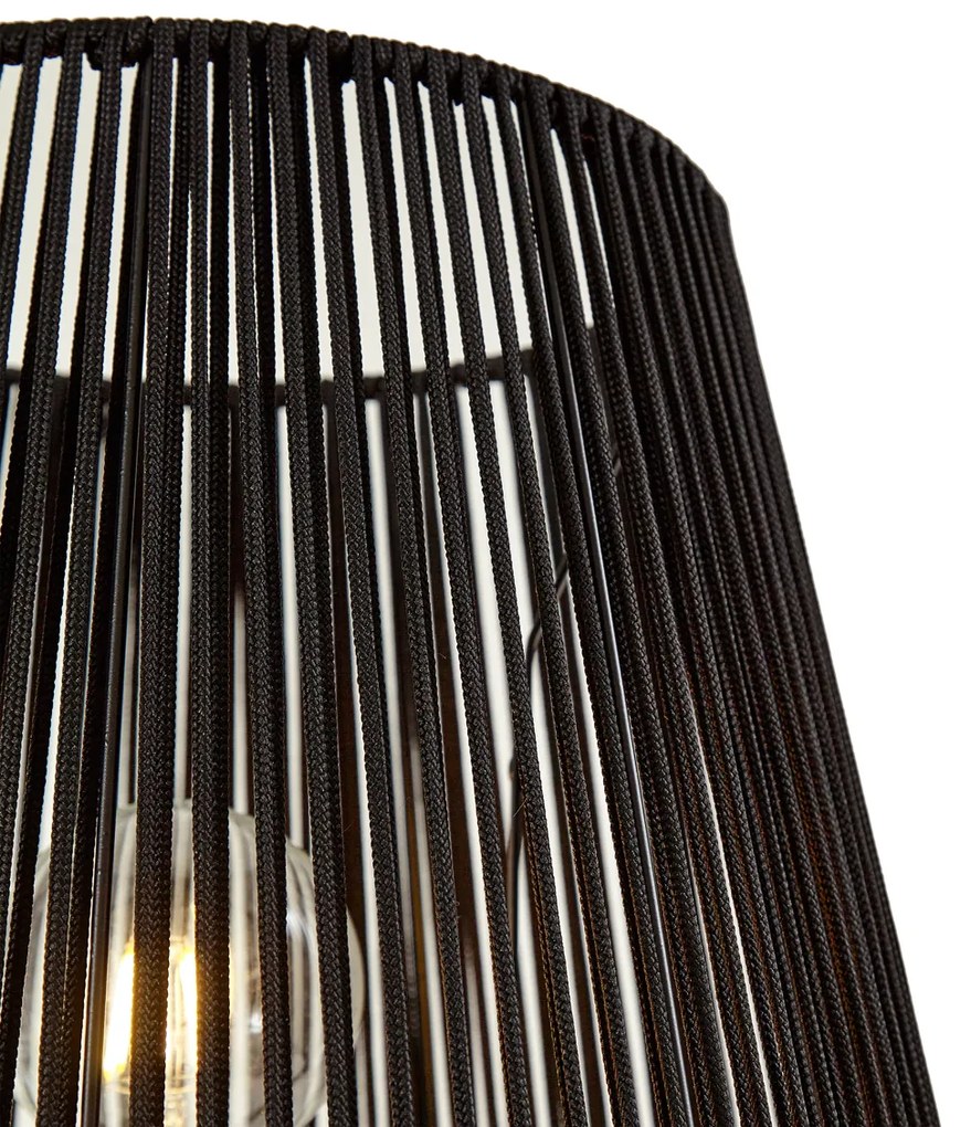 Lampada da terra per esterni nera con paralume in corda nera IP44 - Virginia Jayla