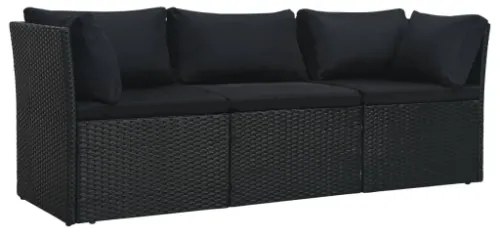 Set Divani da Giardino 4 pz con Cuscini in Polyrattan Nero