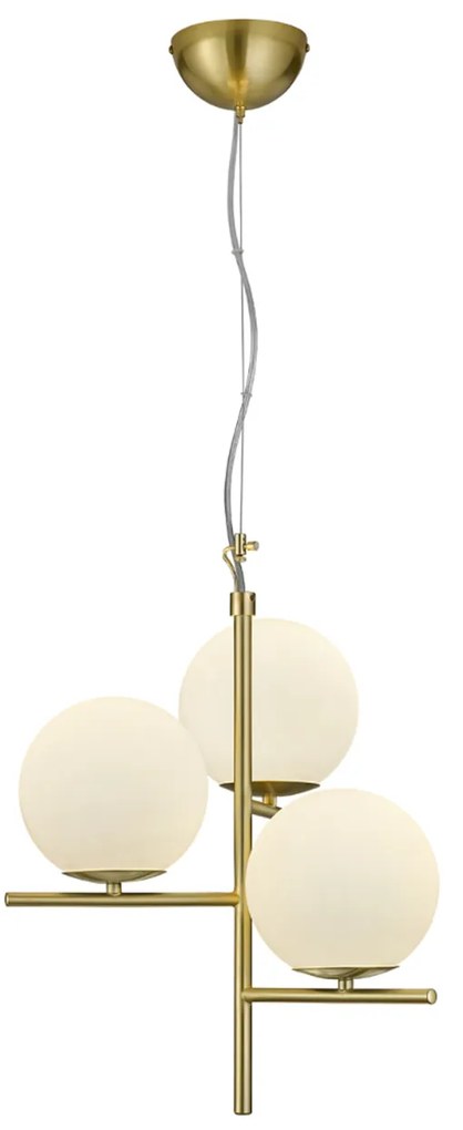 Lampadario 3 luci Pure sfere ottone Trio