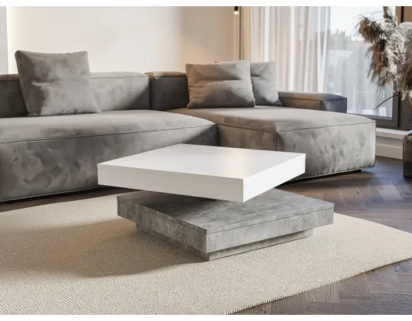 Tavolino da salotto TIMO bianco/grigio effetto cemento