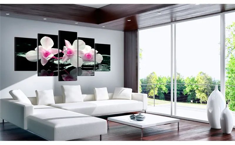 Quadro Riposo d'orchidea  Colore Nero, Dimensioni e Misure 100x50