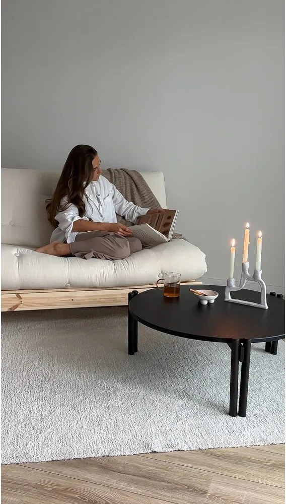 Tavolino rotondo nero in legno di pino ø 80 cm Sticks - Karup Design