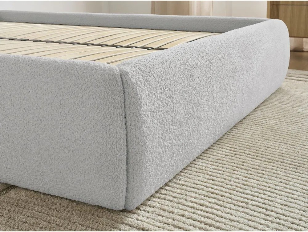 Letto matrimoniale imbottito grigio chiaro con contenitore/senza testiera con rete inclusa 160x200 cm Inera – Bobochic Paris