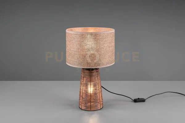 Straw lampada da tavolo in rattan colore naturale con illuminazione...