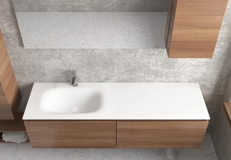 Specchio bagno 155cm pensile contenitore a destra  SP-155S - KAMALU