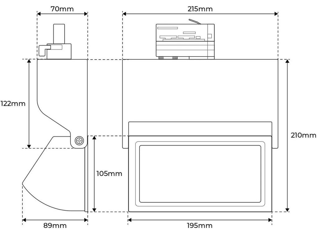 Faro LED 44W per Binario Trifase 100° Nero con driver Philips CRI92 Colore Bianco Naturale 4.000K