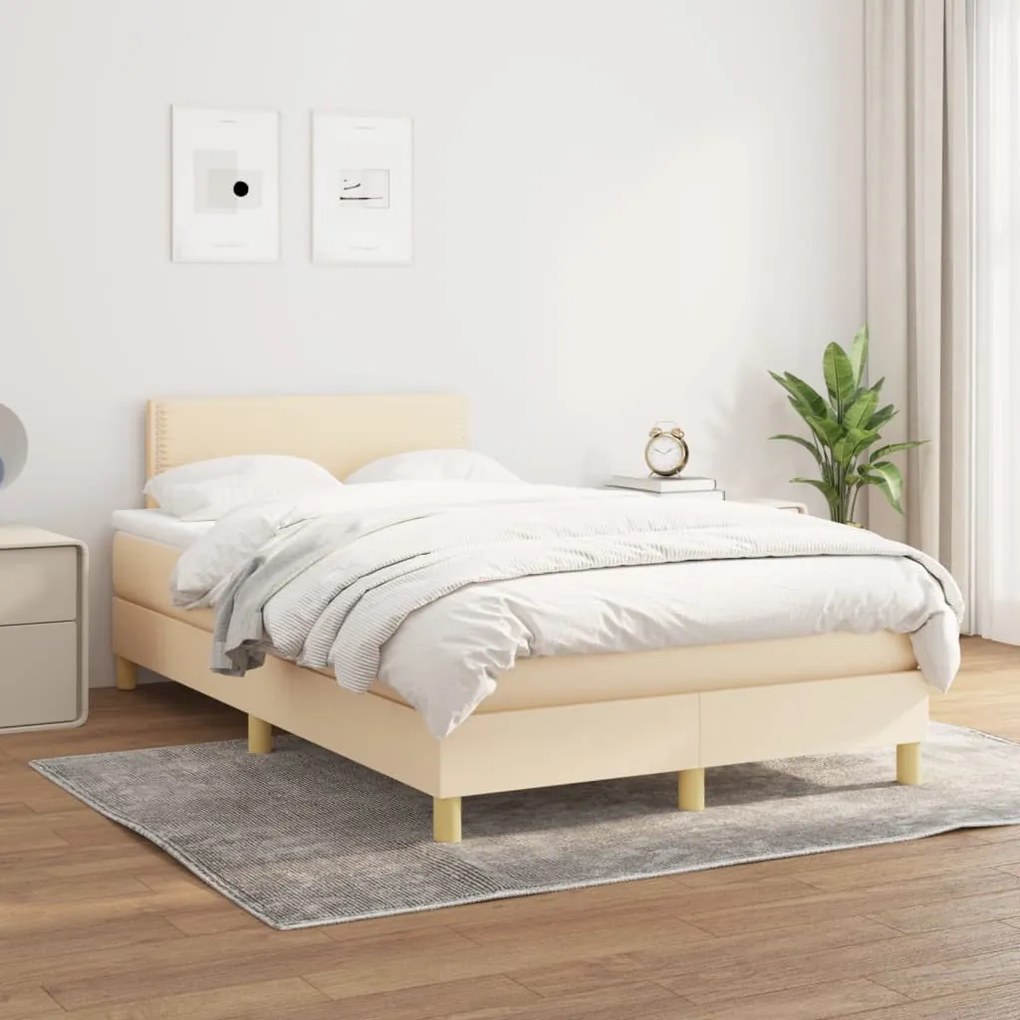 Giroletto A Molle Con Materasso Crema 120x200 Cm İn Tessuto /