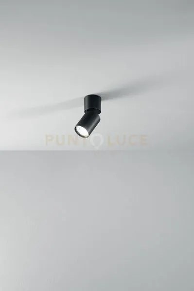 Faretto in alluminio nero connect 1 luce attacco gu10 tondo d.5,5cm