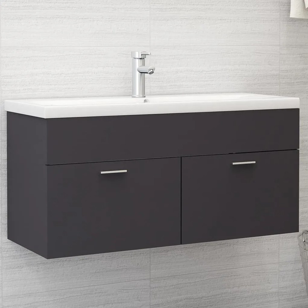 Mobile Sottolavabo Grigio 100x38,5x46 Cm İn Legno Multistrato /