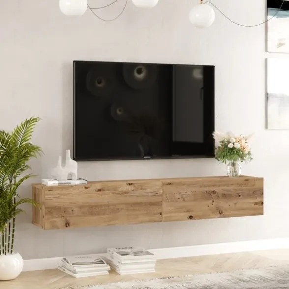 Mobile Tv Sospeso 180x32x30 Effetto Legno Rovere Future