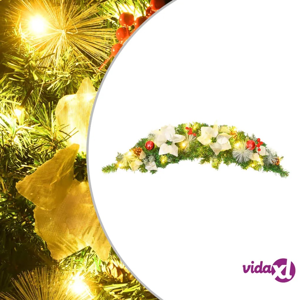 vidaXL Ghirlanda di Natale ad Arco con Lucine LED Verde 90 cm in PVC