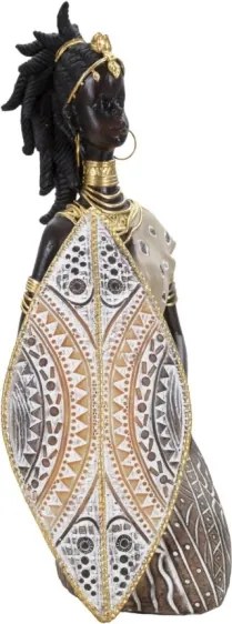 Masai Tribal Con Scudo Cm 13,5X9X24,5