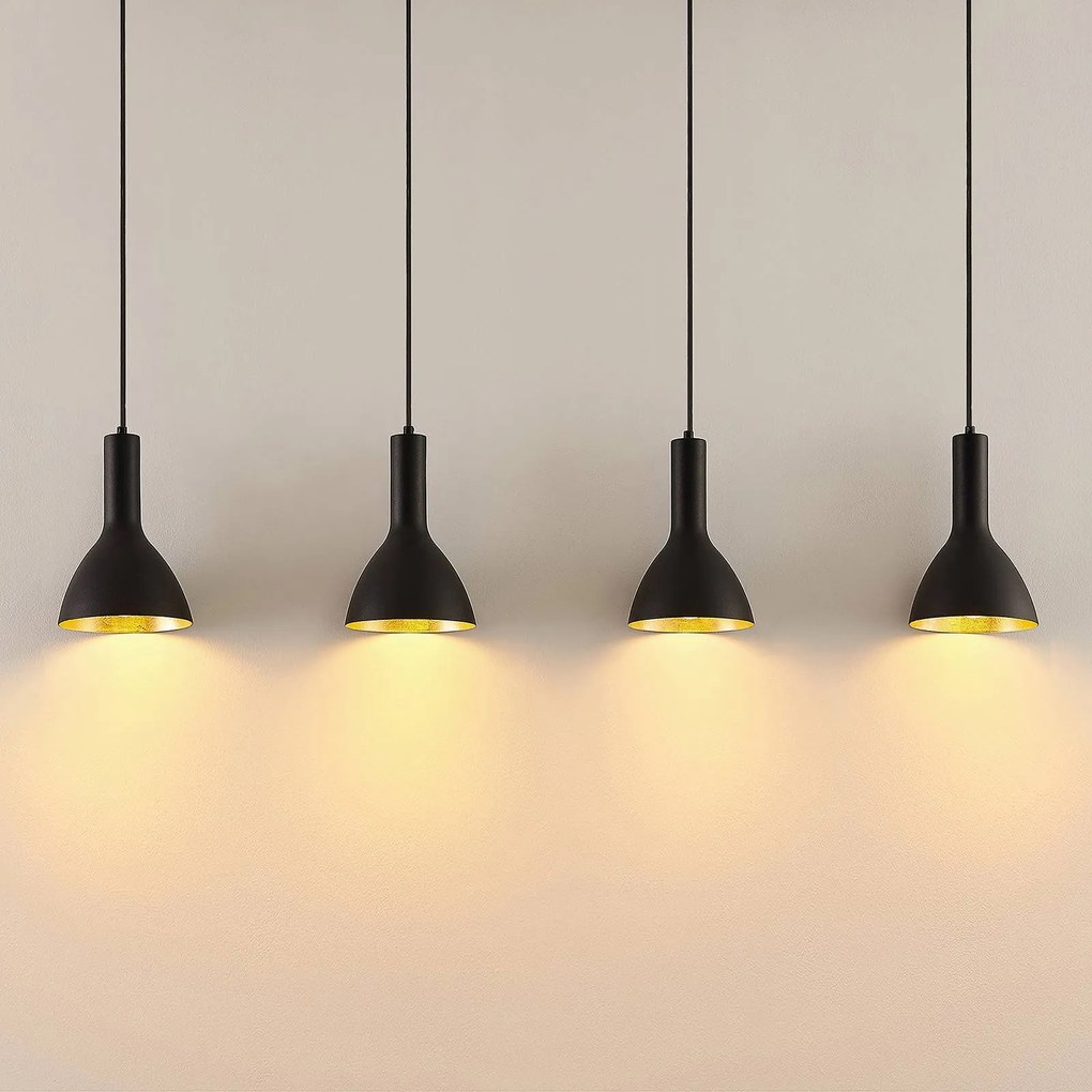 Arcchio lampada a sospensione Cosmina, a 4 luci, lunghezza 120 cm, nero