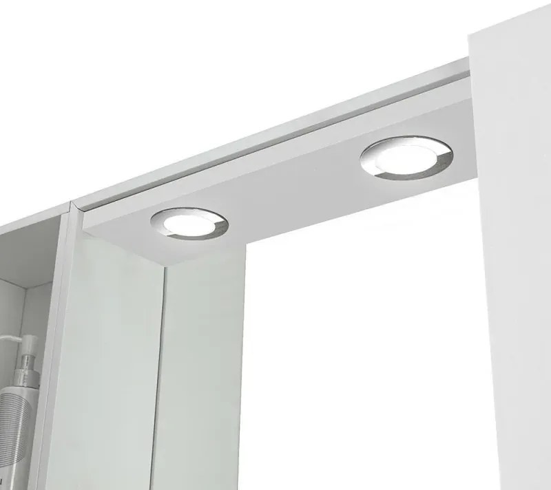 Specchio contenitore LED 91x61 cm bianco lucido con ante laterali Way