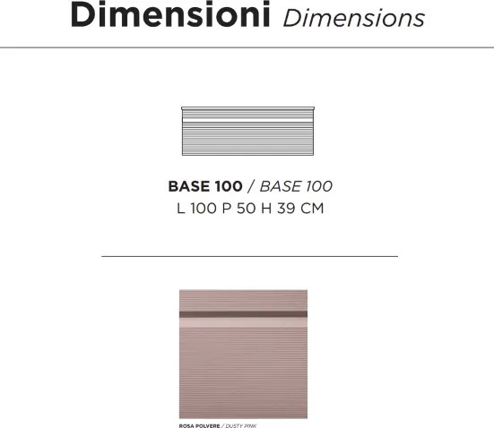 Mobile da bagno sospeso moderno con base 100 RIO con lavabo da appoggio ROSA POLVERE