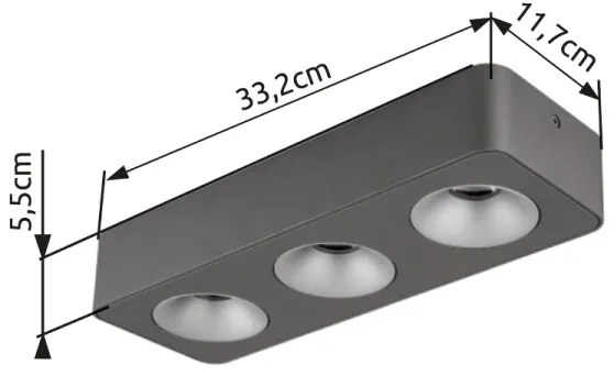 Globo 43100-3 - Plafoniera LED HANGARAU LED/14W/230V 11,7x33,2 cm