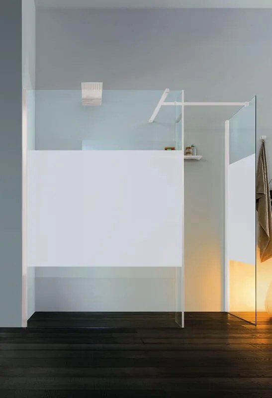 Box doccia walk-in Wens, vetro serigrafato 6 mm, H 200 cm, profilo bianco