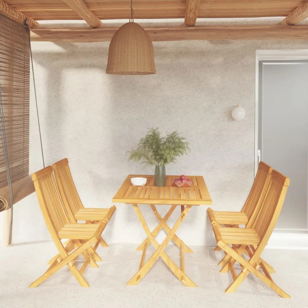 Set Da Pranzo Da Giardino 5 Pz İn Legno Massello Di Teak /
