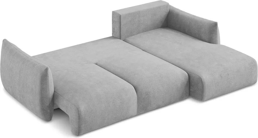 Divano angolare grigio chiaro allungabile (con penisola a destra/con chaise lounge) con rivestimento in ciniglia Leila – Makamii