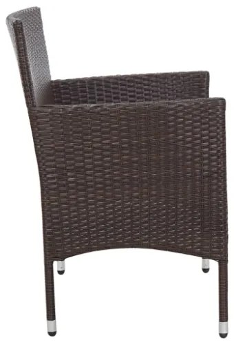 Panchina da Giardino con Cuscino in Polyrattan Marrone