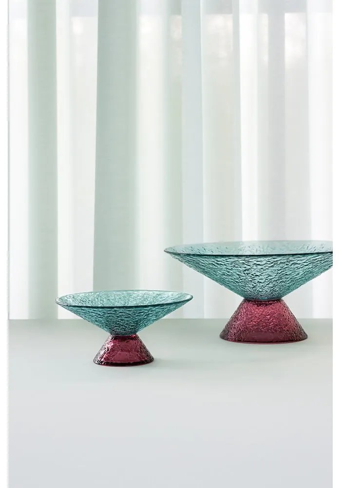 Fruttiera in vetro rosso e blu ø 15 cm Bonbon - Hübsch