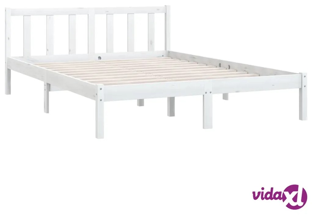 vidaXL Giroletto Bianco in Legno Massello di Pino 140x190 cm