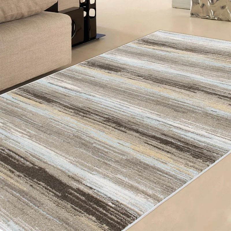 Tappeto Soave stripe geometrico grigio, L 190 x L 133 cm