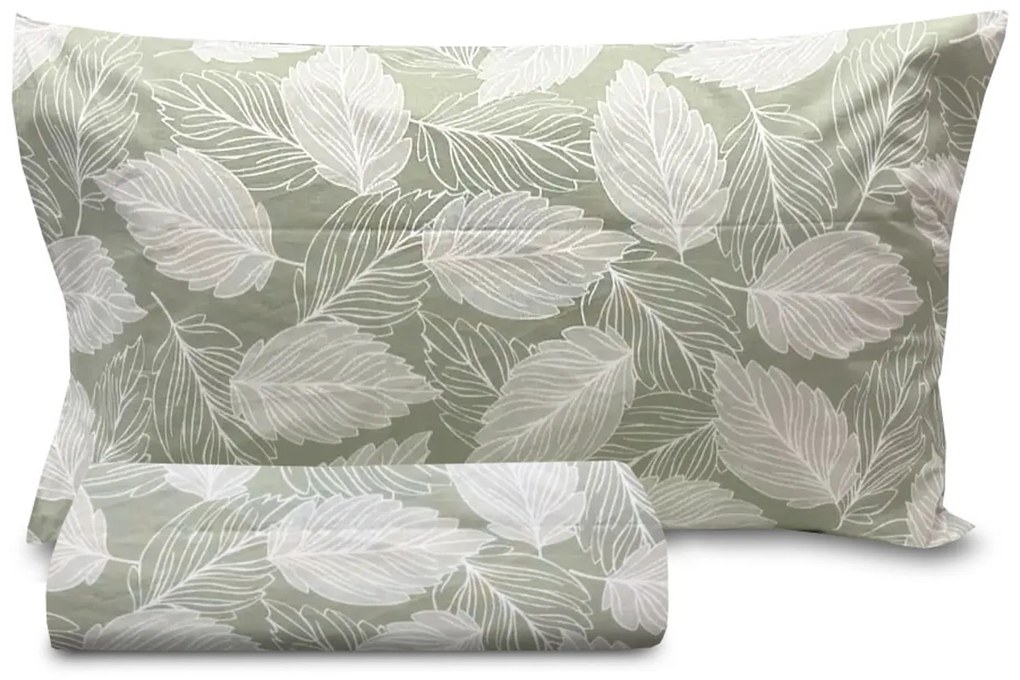 Parure copripiumino 1 piazza e mezza foglie Acanto salvia SmartDecoHome