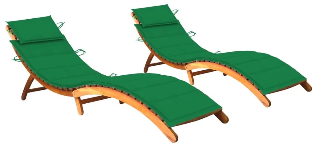 Lettini Prendisole 2 Pz Con Cuscini İn Legno Massello Dacacia /