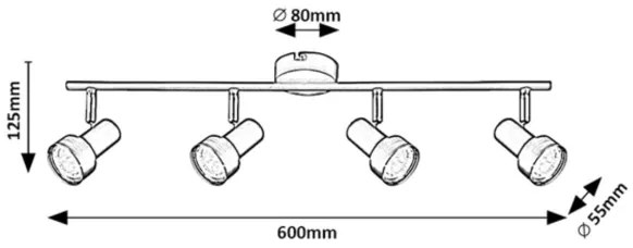 Rabalux 73014 - Plafoniera KONRAD 4xGU10/50W/230V