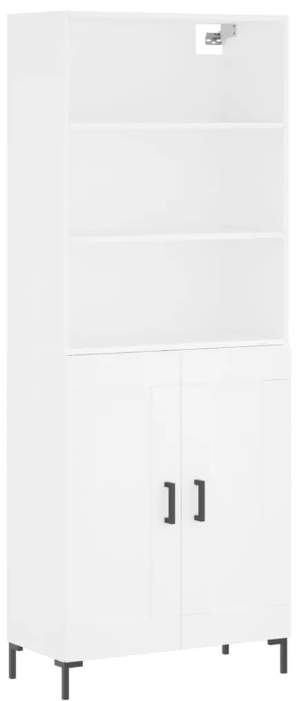 Credenza bianca 69,5x34x180 cm in legno multistrato