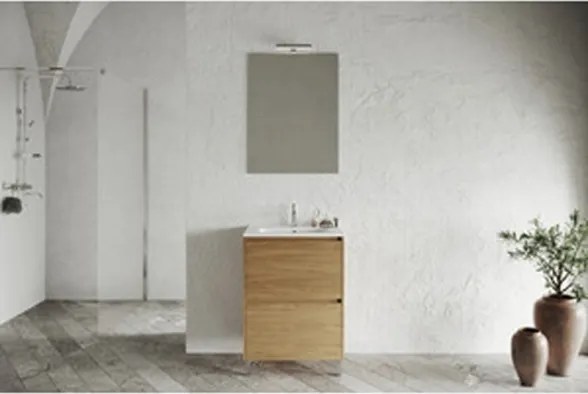 Mobile Bagno Lisbona 2 Cassetti 60 Cm Rovere Naturale